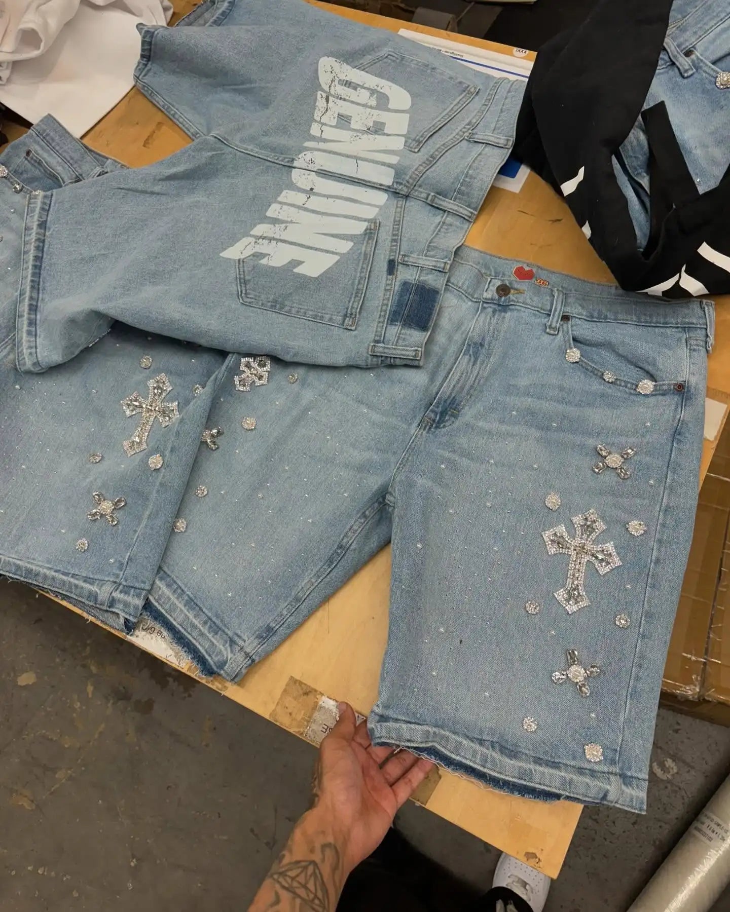 Genuine Rhinestone Denim Shorts