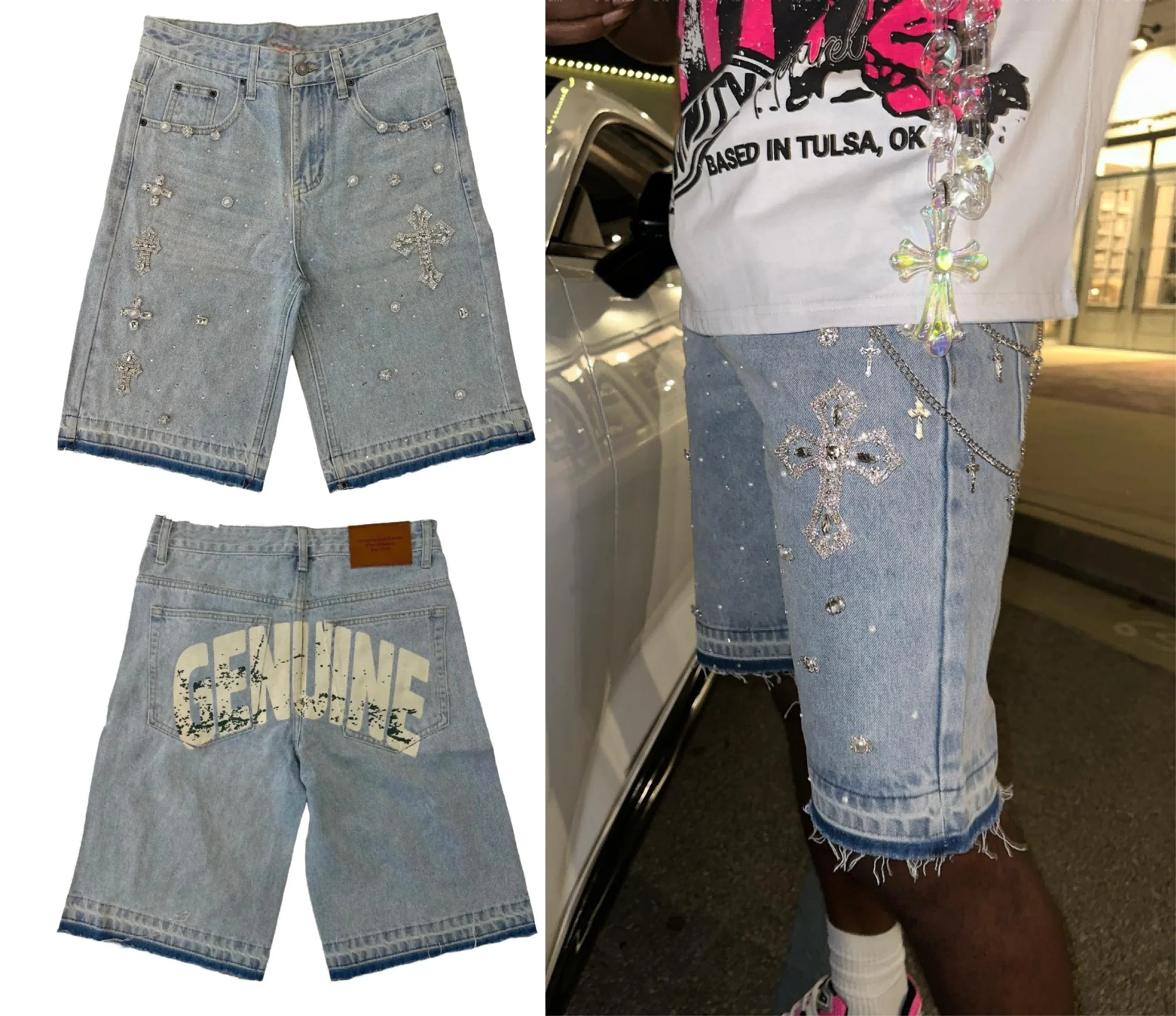 Genuine Rhinestone Denim Shorts